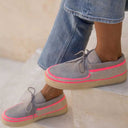 Laidbacklondon Komo Crepe Shoes Fosil Suede Natural/Neon Pink