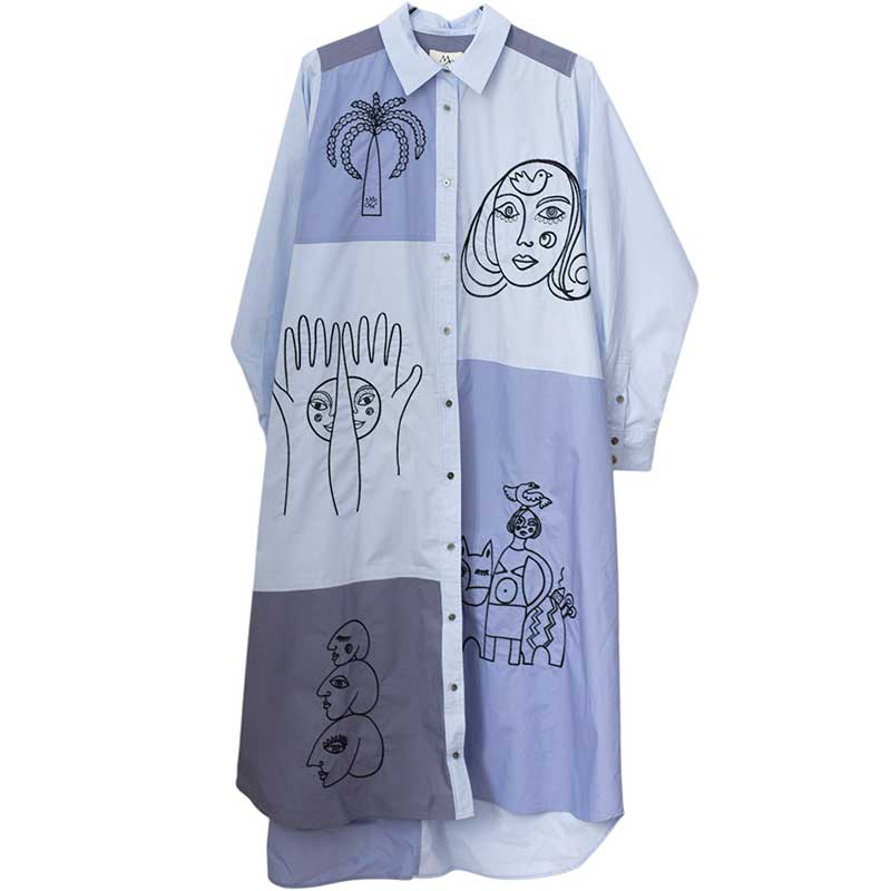 M. Wiesneck Ejan Embroidery Dress Blue - J BY J Fashion