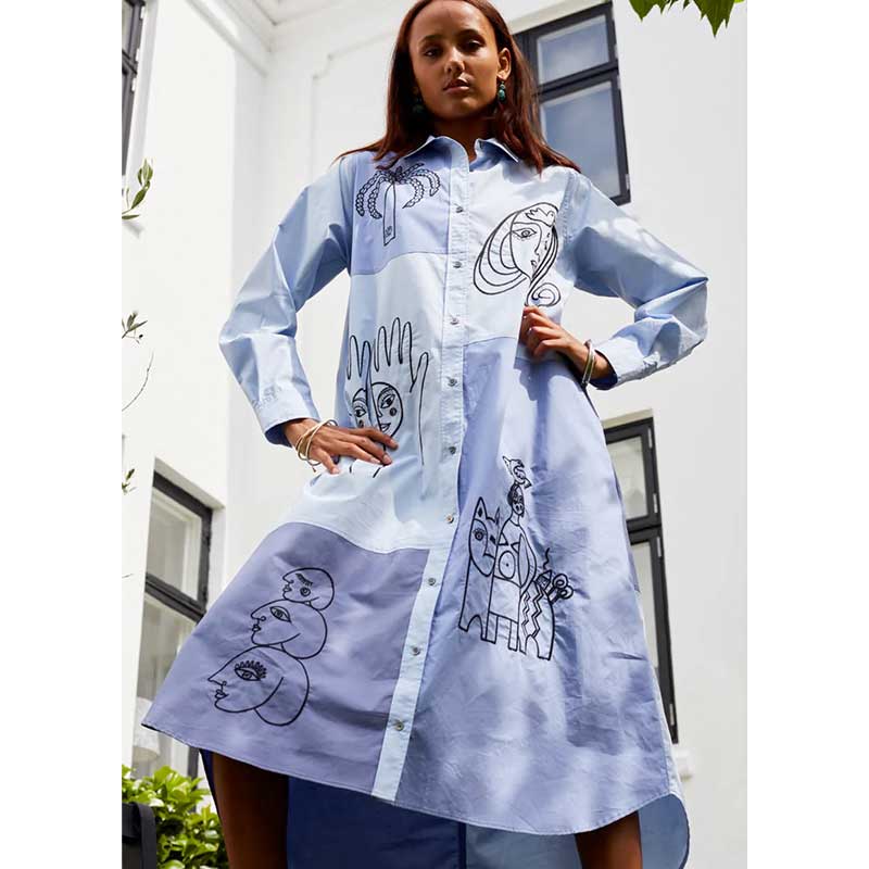 M. Wiesneck Ejan Embroidery Dress Blue - J BY J Fashion