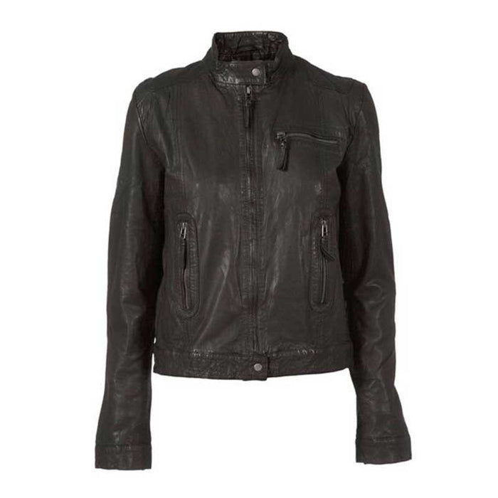 MUNDERINGSKOMPAGNIET KARLA LEATHER JACKET SORT - J BY J Fashion