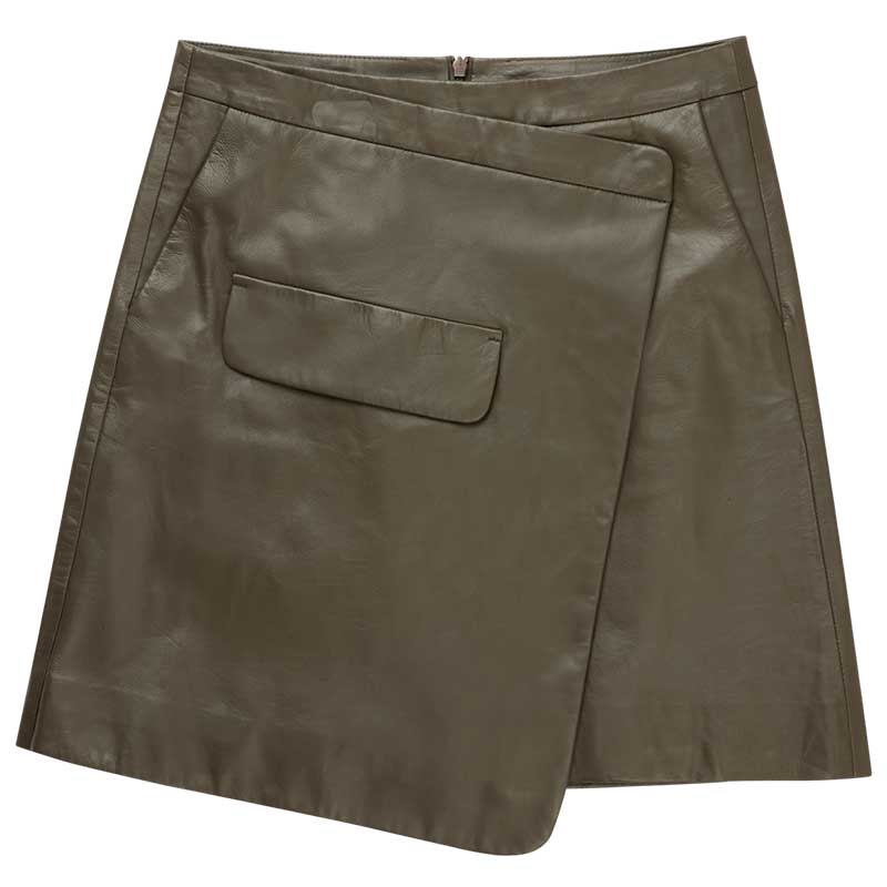 MUNTHE EXPENCE LEATHER SKIRT ARMY