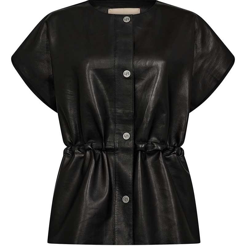 Mos Mosh MMAylin Leahter Waistcoat Black
