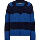 Mos Mosh MMTaci Stripe LS V-Neck Knit Maritime Blue