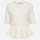 Mos Mosh MMThora SS O-Neck Frill Knit Ecru - J BY J Fashion