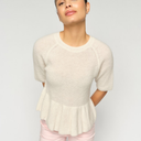 Mos Mosh MMThora SS O-Neck Frill Knit Ecru - J BY J Fashion