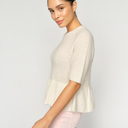 Mos Mosh MMThora SS O-Neck Frill Knit Ecru - J BY J Fashion