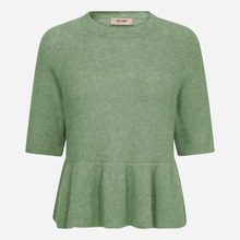 Mos Mosh MMThora SS O-Neck Frill Knit Turf Green - J BY J Fashion