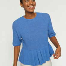Mos Mosh MMThora SS O-Neck Frill Knit Ultramarine - J BY J Fashion