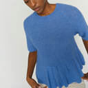 Mos Mosh MMThora SS O-Neck Frill Knit Ultramarine - J BY J Fashion