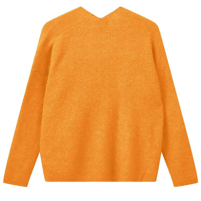 Mos Mosh MMThora V-Neck Knit Orange - J BY J Fashion