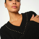 Mos Mosh MMZora V-Neck Bead Knit Black