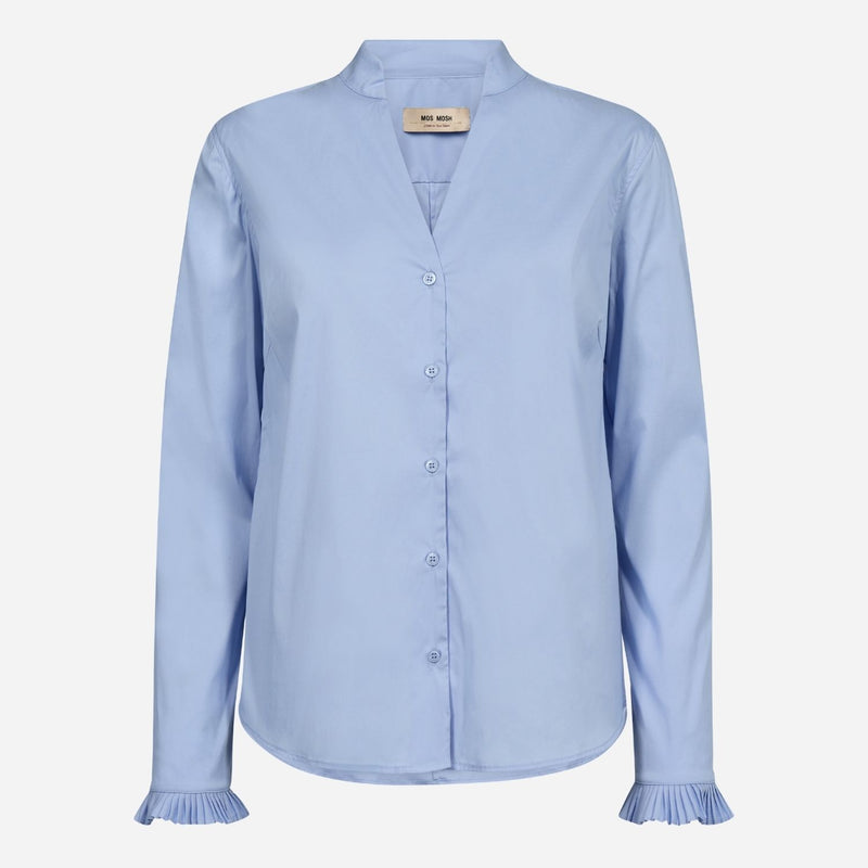 Mos Mosh MMHassie Pleat Shirt Brunnera Blue
