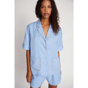 Munthe Ushi SS Pinstripe Shirt Blue