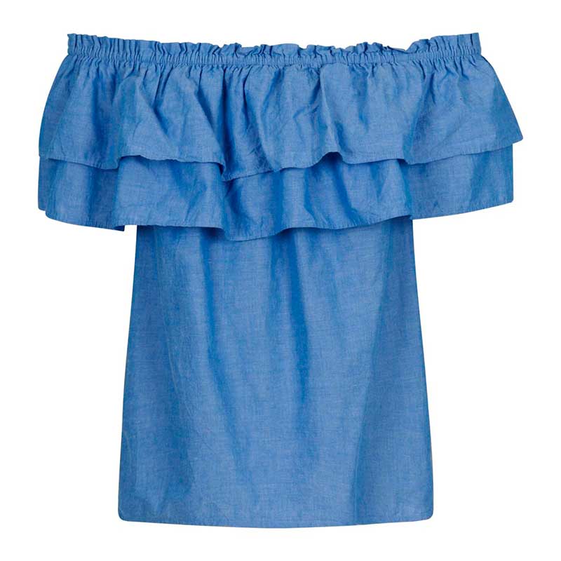 NEO NOIR AUSTIN CHAMBRAY TOP BLÅ