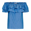 NEO NOIR AUSTIN CHAMBRAY TOP BLÅ
