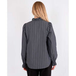 NEO NOIR BRIANNA DOUBLE STRIPE BLOUSE MØRKEGRÅ