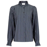 NEO NOIR BRIANNA DOUBLE STRIPE BLOUSE MØRKEGRÅ