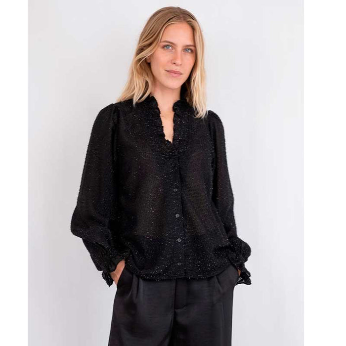 NEO NOIR BRIELLE GLITTER BLOUSE SORT