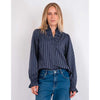 NEO NOIR BRIELLE MULTI STRIPE SHIRT NAVY