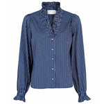 NEO NOIR BRIELLE MULTI STRIPE SHIRT NAVY
