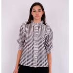 NEO NOIR CHACHA GRAPHIC BLOUSE GRÅ