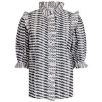 NEO NOIR CHACHA GRAPHIC BLOUSE GRÅ