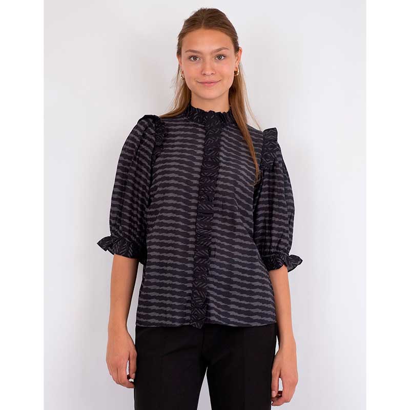 NEO NOIR CHACHA GRAPHIC BLOUSE SORT