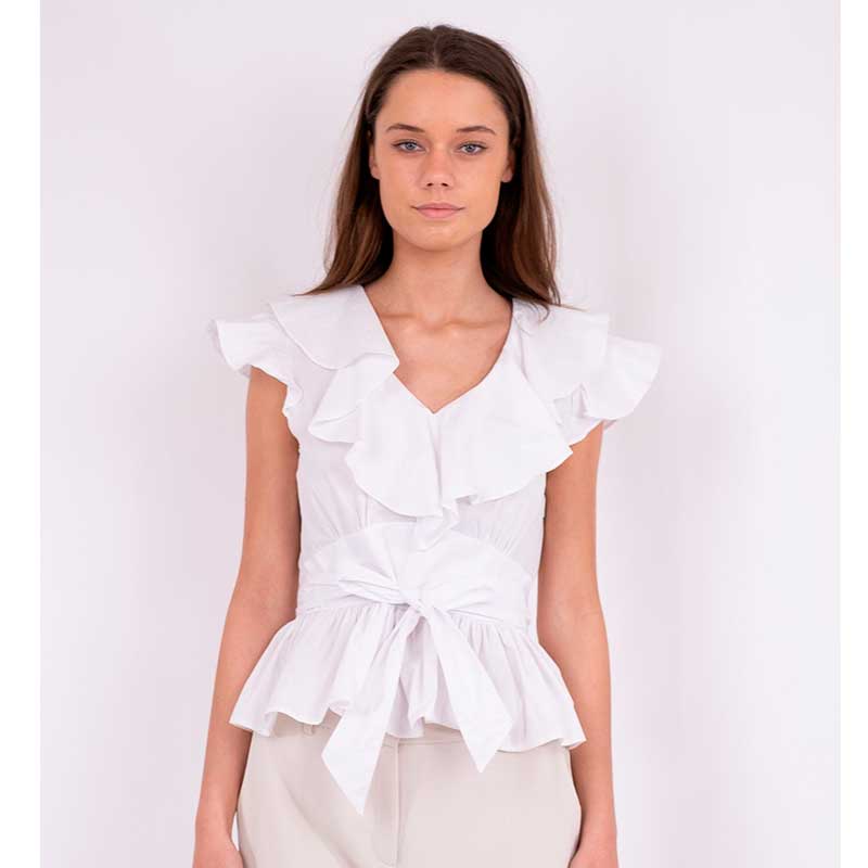 NEO NOIR JOSELINE POPLIN TOP HVID