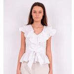 NEO NOIR JOSELINE POPLIN TOP HVID