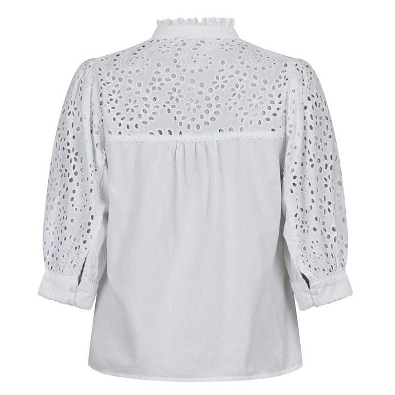 NEO NOIR KITA EMBROIDERY BLOUSE HVID