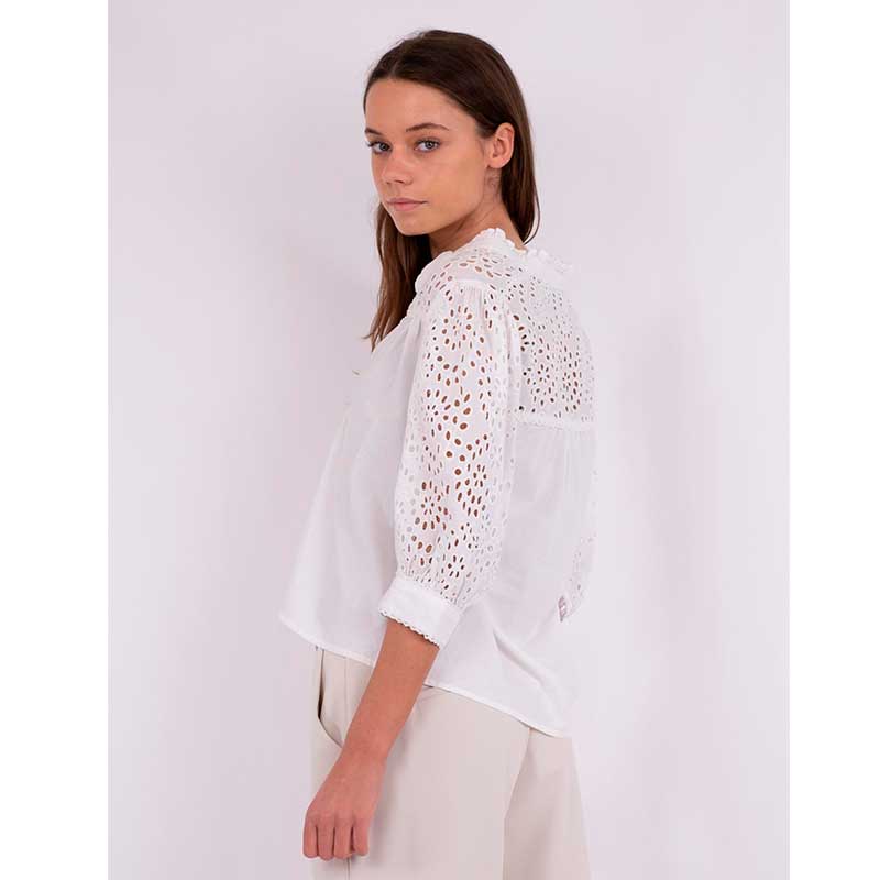 NEO NOIR KITA EMBROIDERY BLOUSE HVID