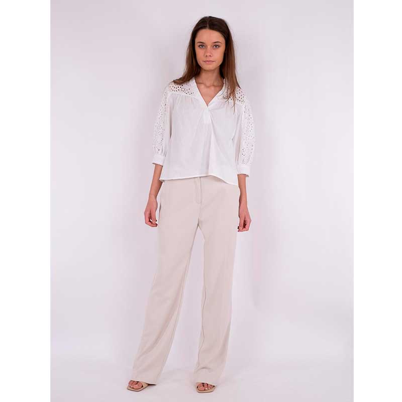 NEO NOIR KITA EMBROIDERY BLOUSE HVID
