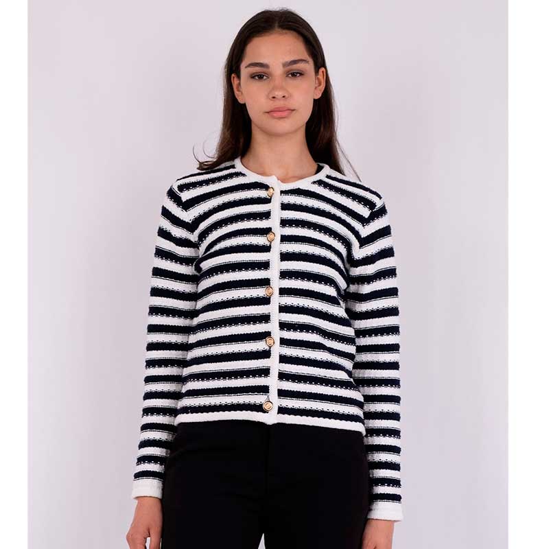 NEO NOIR LIMONE STRIPE KNIT JACKET HVID