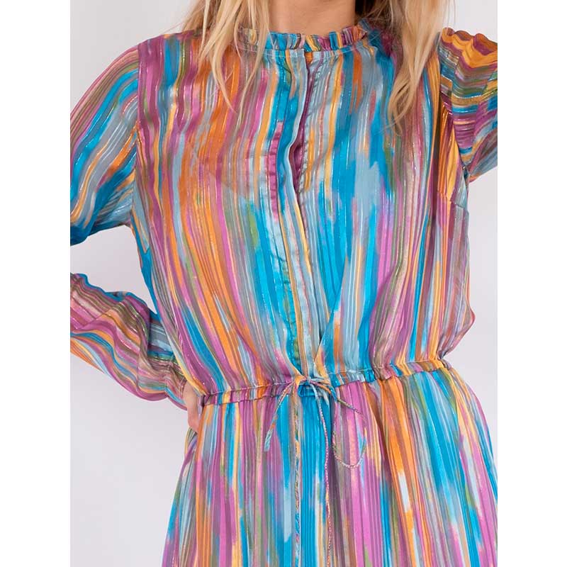 NEO NOIR SILO BLURRED STRIPE DRESS PINK