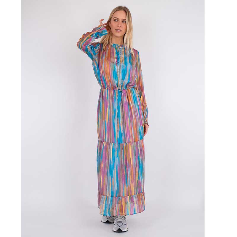 NEO NOIR SILO BLURRED STRIPE DRESS PINK