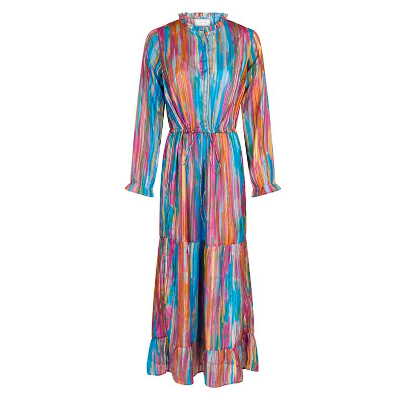 NEO NOIR SILO BLURRED STRIPE DRESS PINK