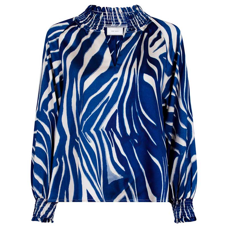NEO NOIR STONE WAVE LINE BLOUSE BLÅ