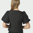 Neo Noir Anela Mandarin Dull Satin Blouse Black