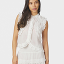 Neo Noir Celia Ruffle Top White