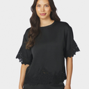 Neo Noir Elle Heavy Sateen Lace Top Black
