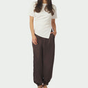 Neo Noir Fayla Drapy Satin Balloon Pants Dark Brown