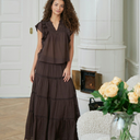 Neo Noir Felicia S Voile Skirt Dark Brown