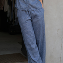 Neo Noir Heifa Emb Stripe Pants Blue