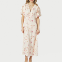 Neo Noir Illana Sateen Print Dress Creme