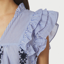 Neo Noir Jayla Stripe Embroidery Top Blue