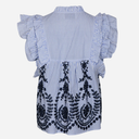 Neo Noir Jayla Stripe Embroidery Top Blue