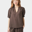 Neo Noir Odesa Linen Blouse Dark Brown