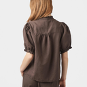 Neo Noir Odesa Linen Blouse Dark Brown