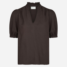 Neo Noir Odesa Linen Blouse Dark Brown