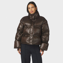 Neo Noir Rhea Shiny Puffer Jacket Chocolate Brown
